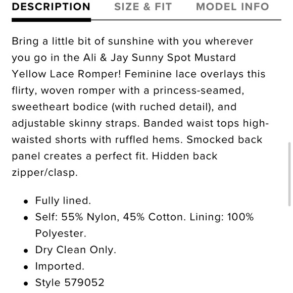 Ali & Jay Yellow Lace Romper - Picture 7 of 8